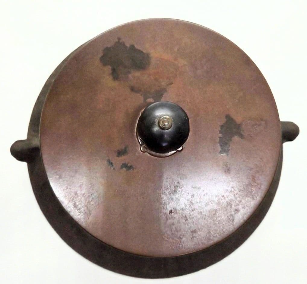 茶道具】茶釜 鶴首釜唐銅蓋 釜師 十一代堀政弘