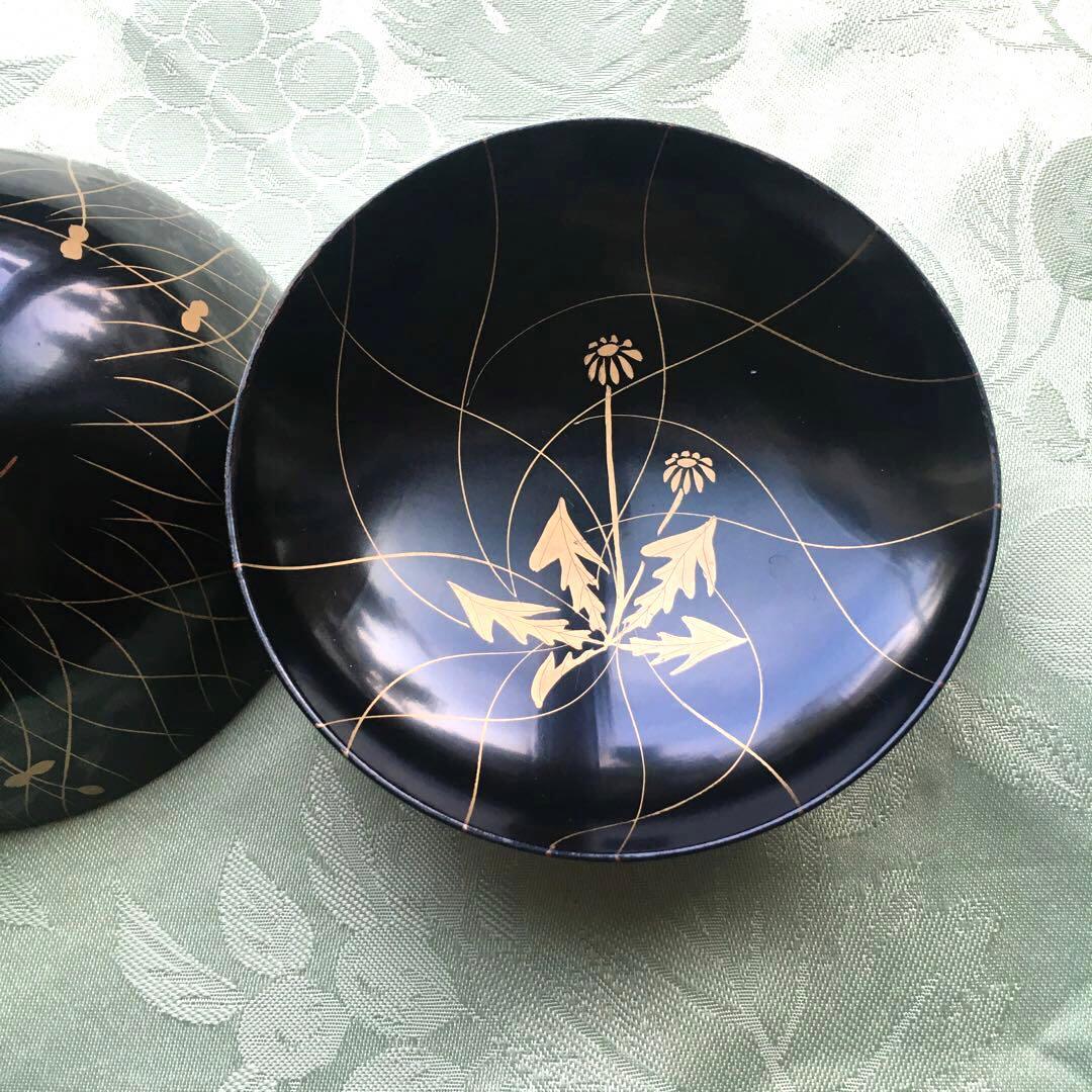 逸品 極上春の七草蒔絵 四方脚付膳 蓋付碗セット C