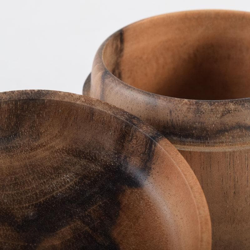 茶道具 天然木 黒柿製 きれいな木目の棗 時代箱 V 8356