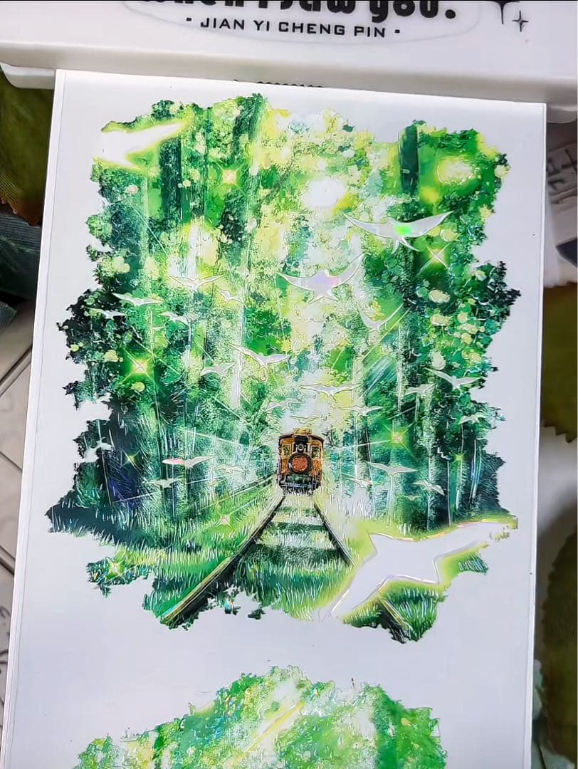 8897】海外 マステ 2.4/4.8/巻貝殻光マスキングテープ森林 自然景色