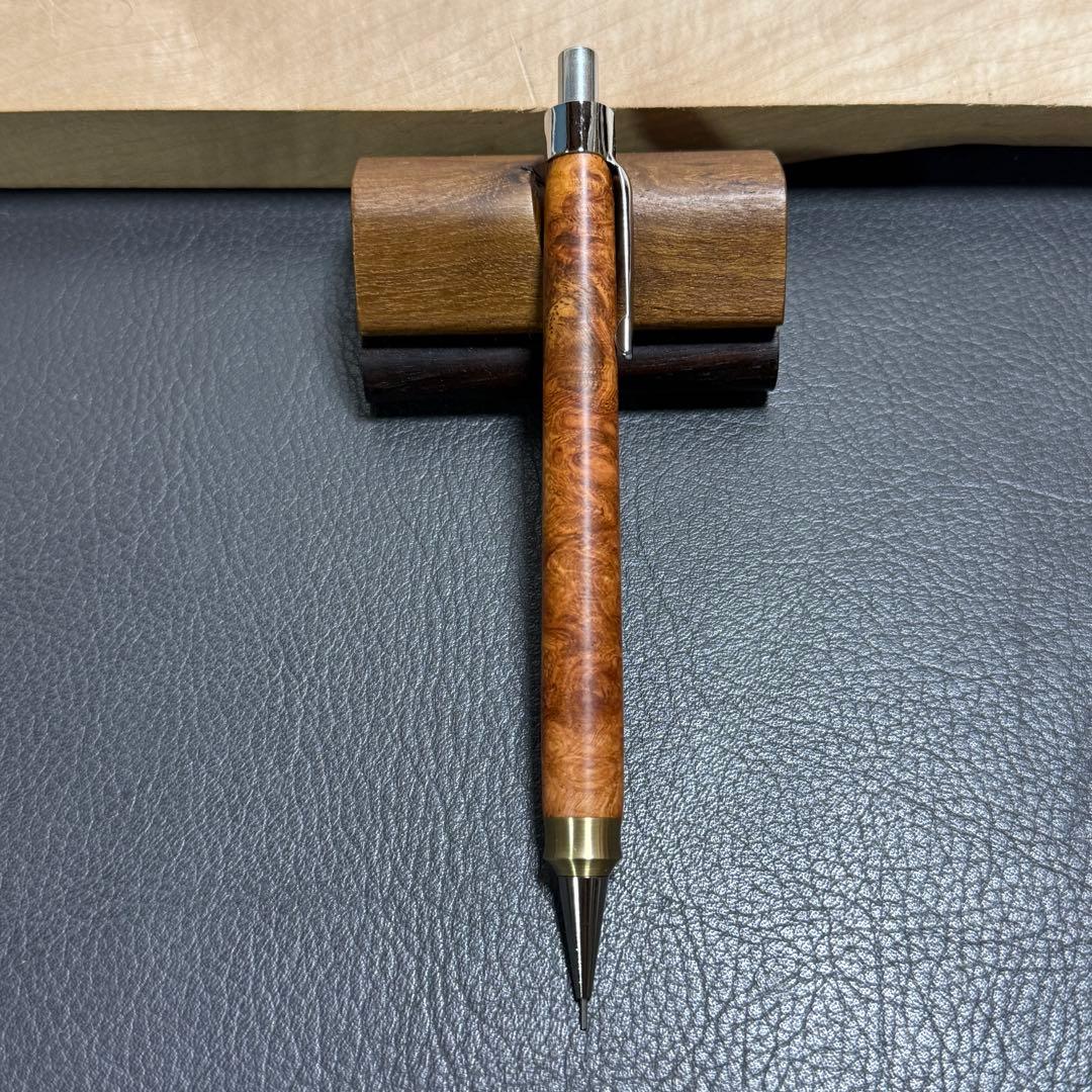 115花梨瘤　木製シャーペン　強低重心ダブルR 真鍮