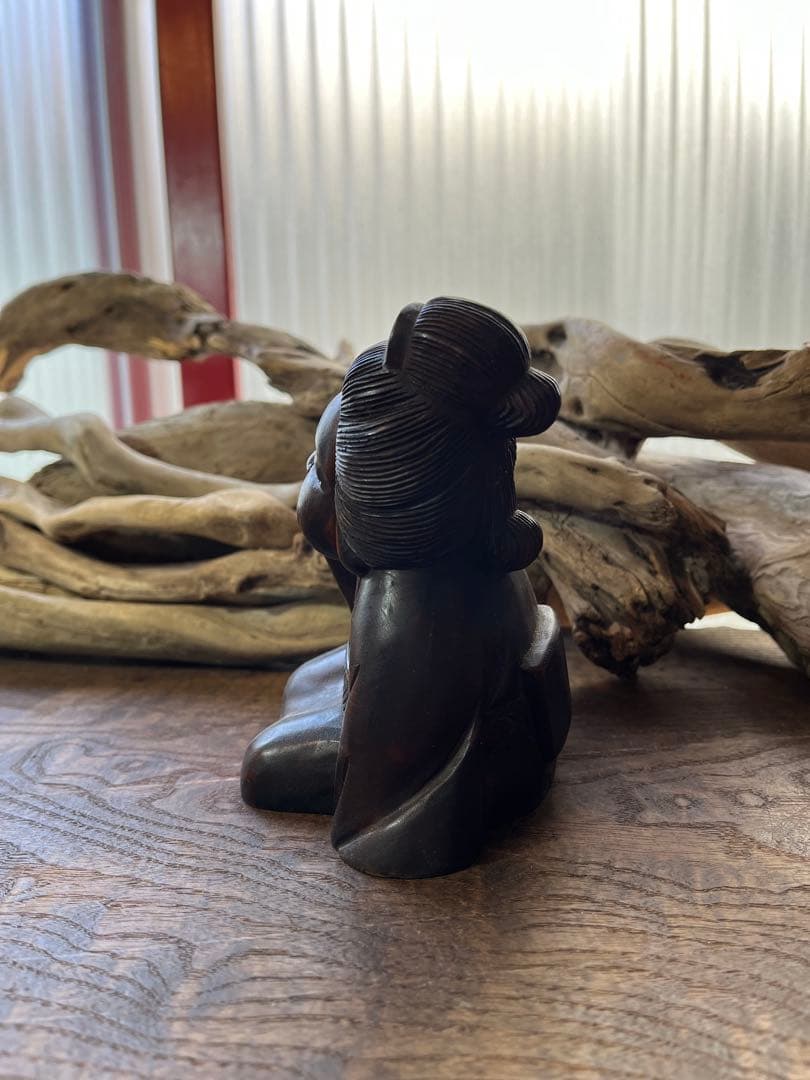 骨董／漆塗り／木製／置物／お多福／アンティーク／ヴィンテージ／希少