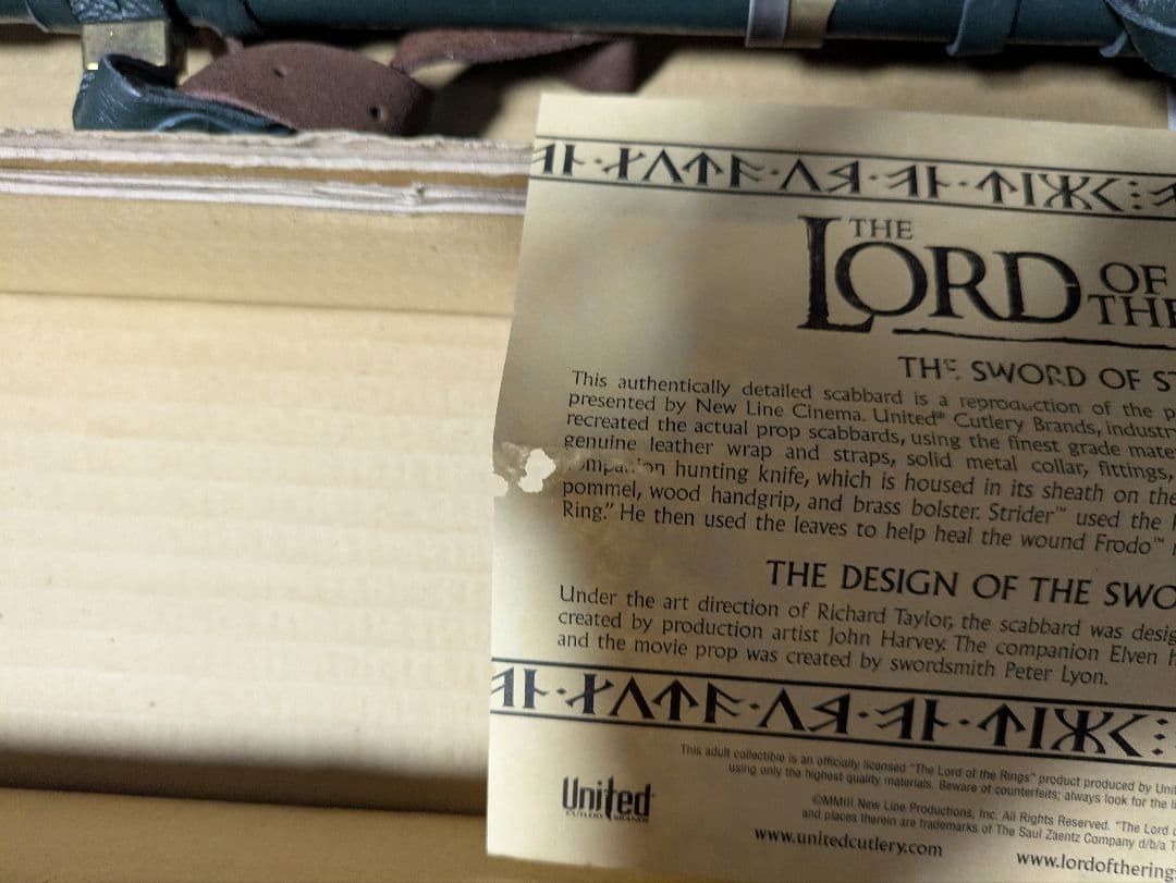 専用品購入はお控えください。ロード・オブ・ザ・リング・ストライダーの剣の鞘。