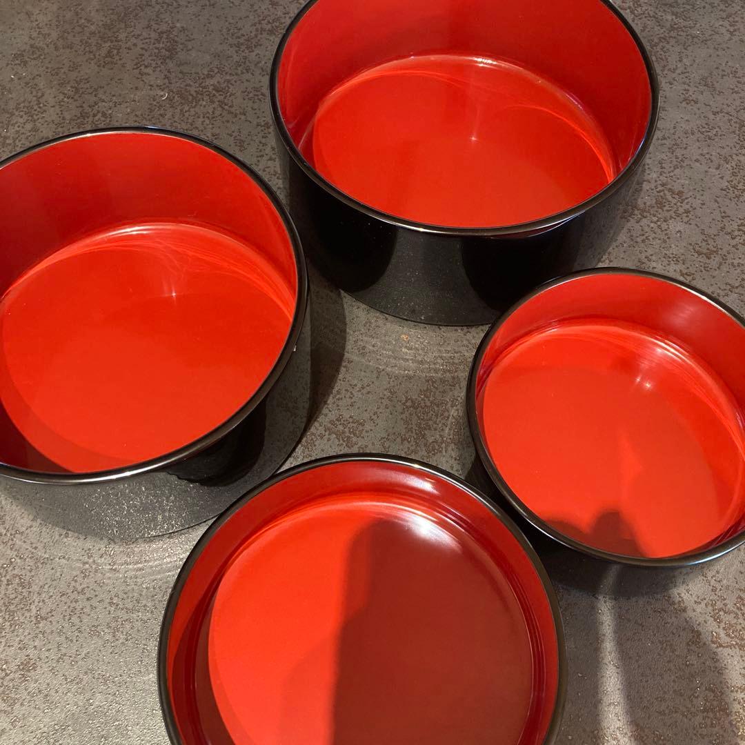 漆器 輪島塗　重箱 大小2個セット 黒 赤