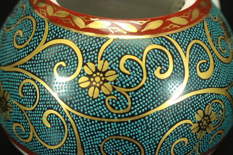 九谷焼 香茶器 急須 蓋碗 金彩 良山作 木箱付(メ1334)