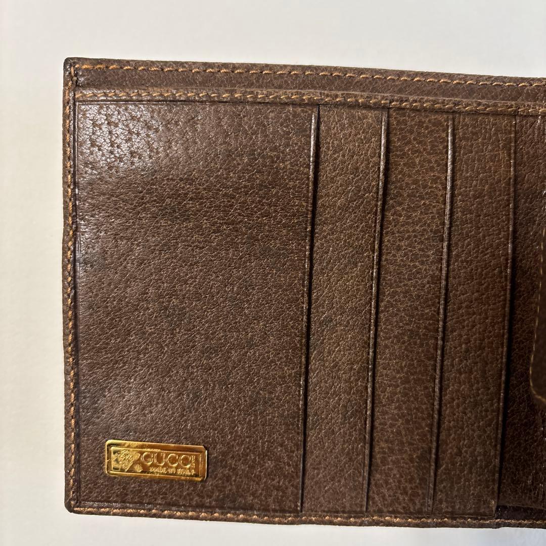 【未使用】 GUCCI オールドグッチ ダークブラウン 二つ折り財布 箱付き