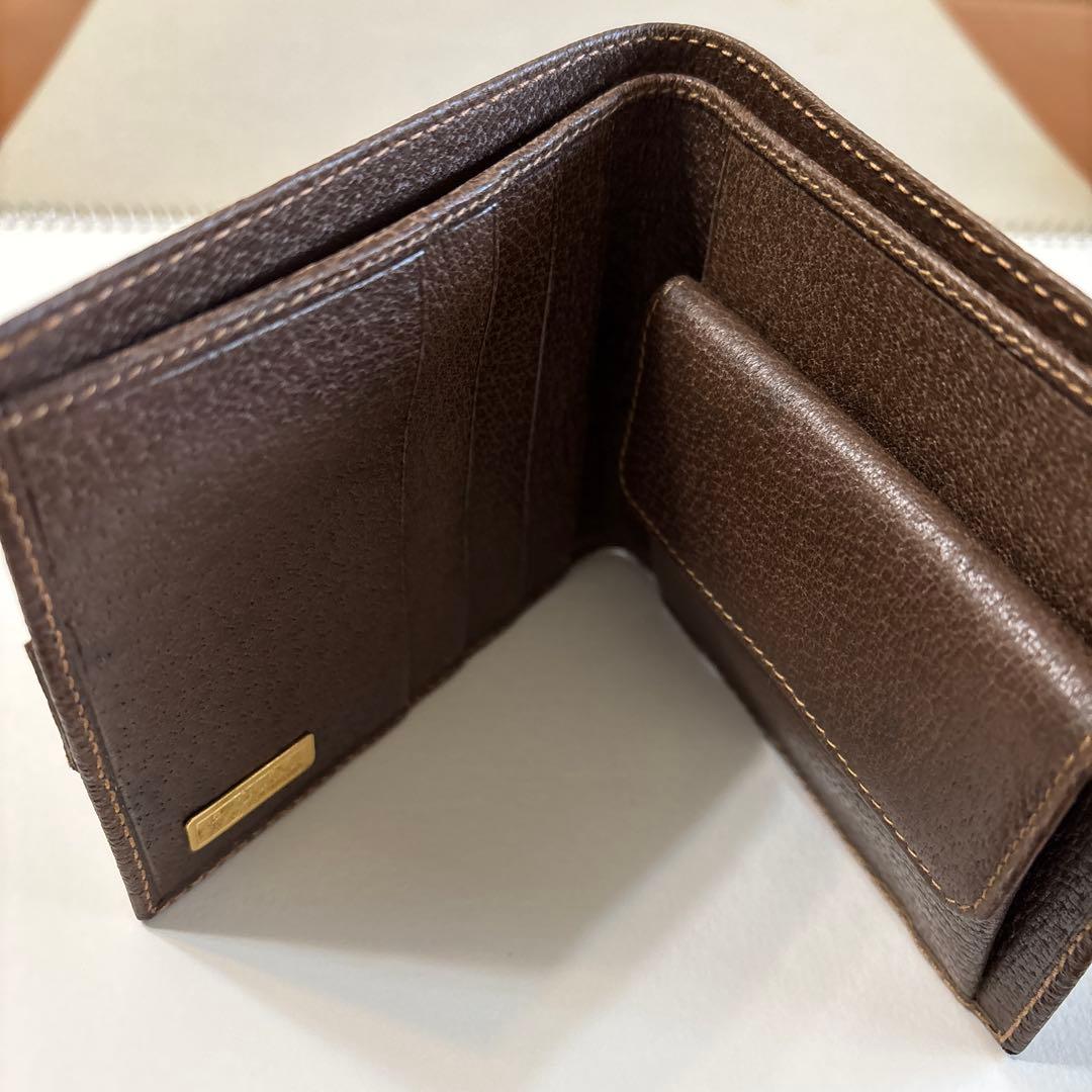 【未使用】 GUCCI オールドグッチ ダークブラウン 二つ折り財布 箱付き