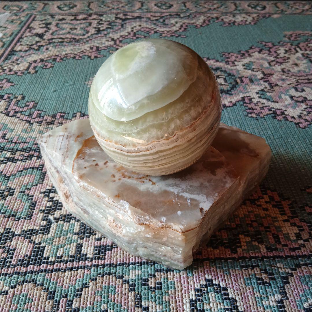 縞瑪瑙 グリーンオニキス 鑑賞石 球体 台座セット スフィア - メルカリ