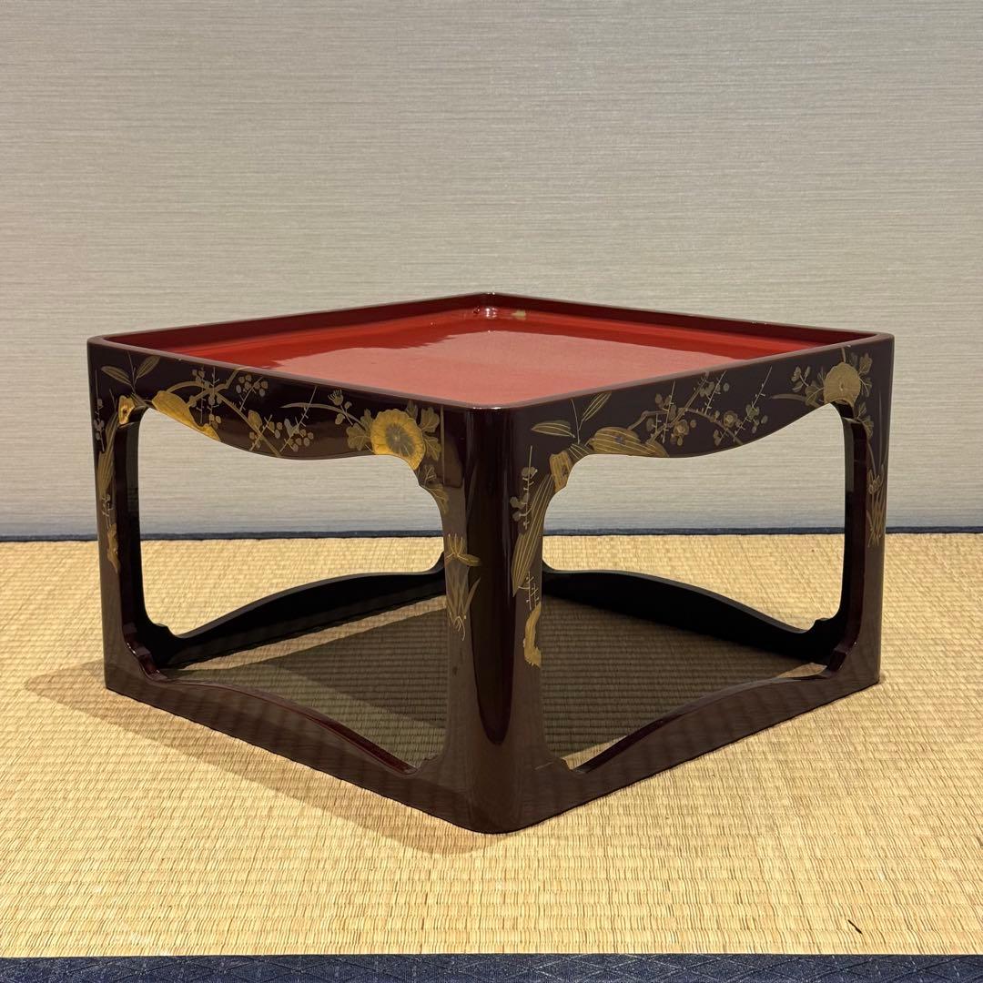 溜塗 堅地 螺鈿 蒔絵 総和台 お膳台 3段重 入れ子式/お重台木製大正昭和輪島