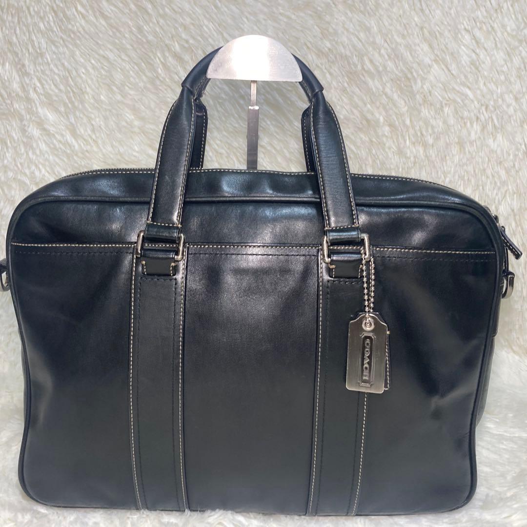 コーチ 2way ブラック レザー ビジネスバッグ 肩掛け斜め掛け F70021
