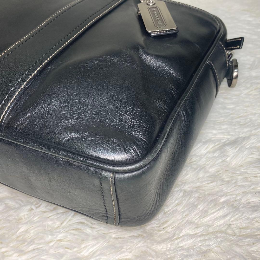 コーチ 2way ブラック レザー ビジネスバッグ 肩掛け斜め掛け F70021