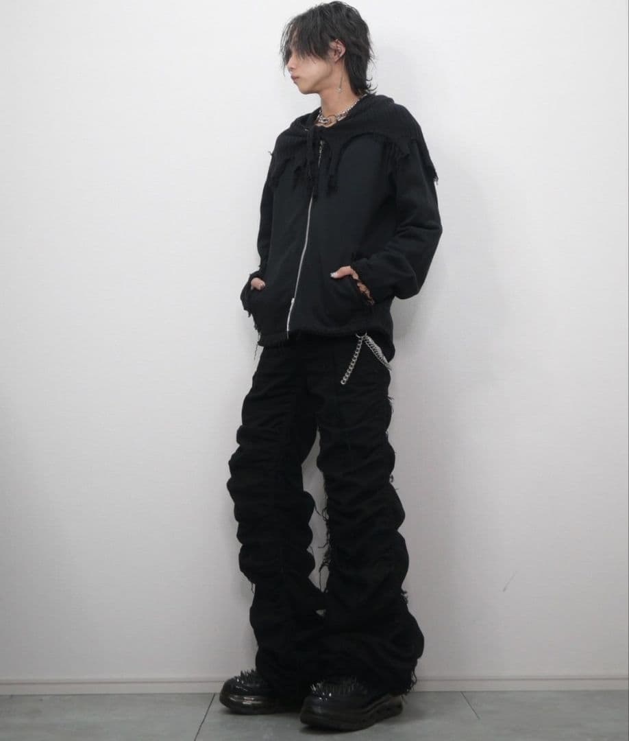 GRANCY ニットレイヤード ジップパーカー　Lサイズ