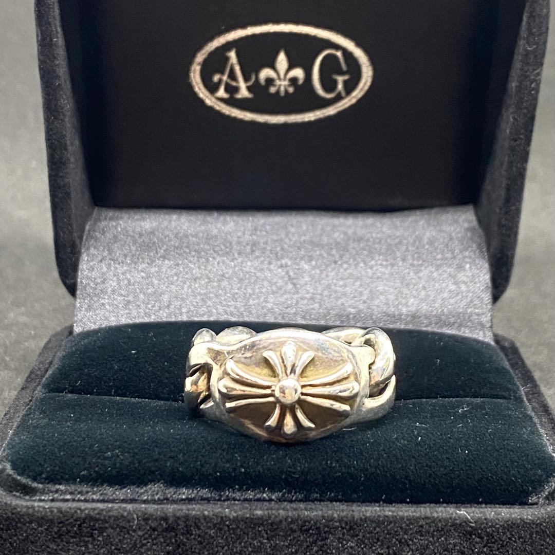 【箱付き】 A&G シルバー チェーン クロス リング 19.5号