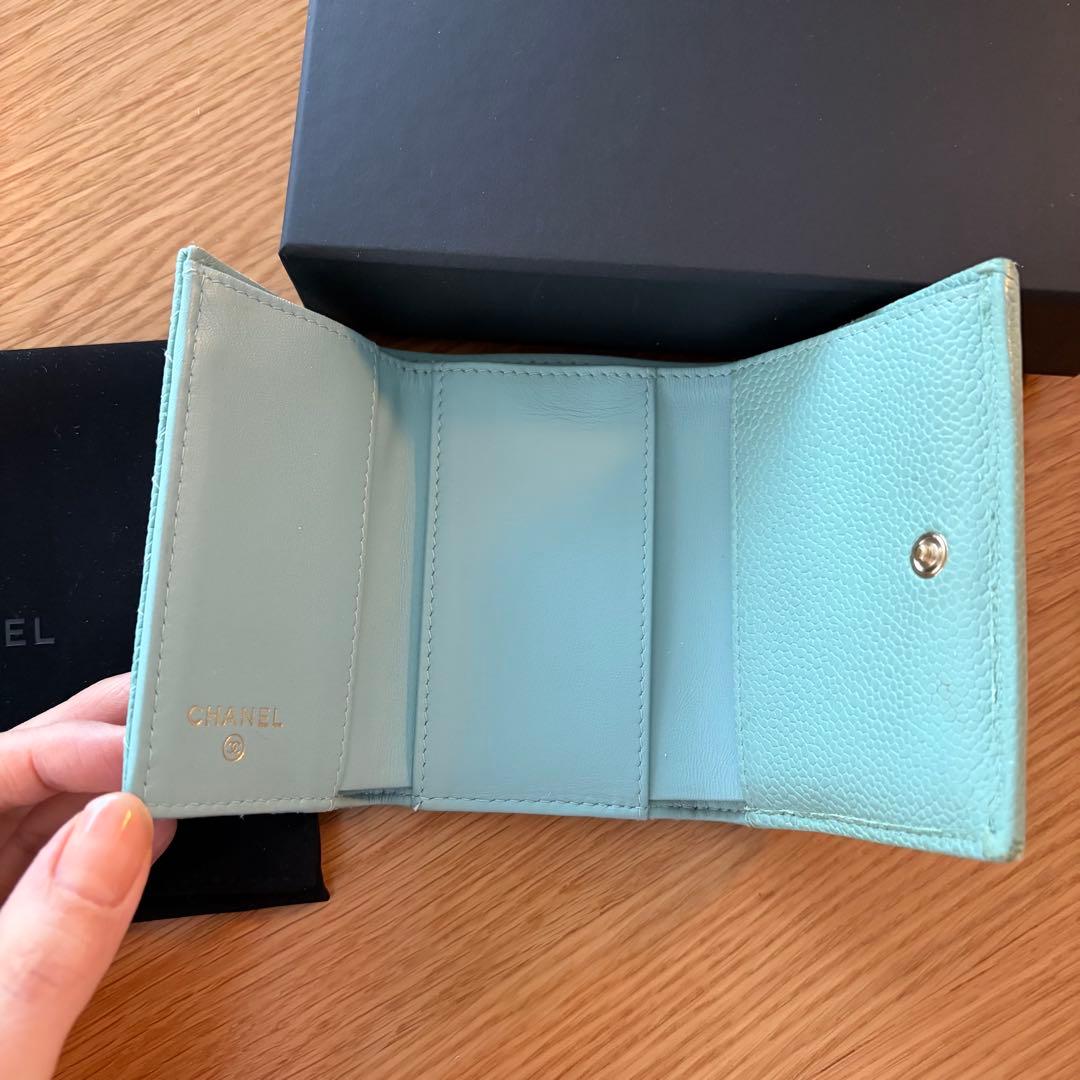 CHANEL ボーイシャネル 三つ折り財布 ミントグリーン