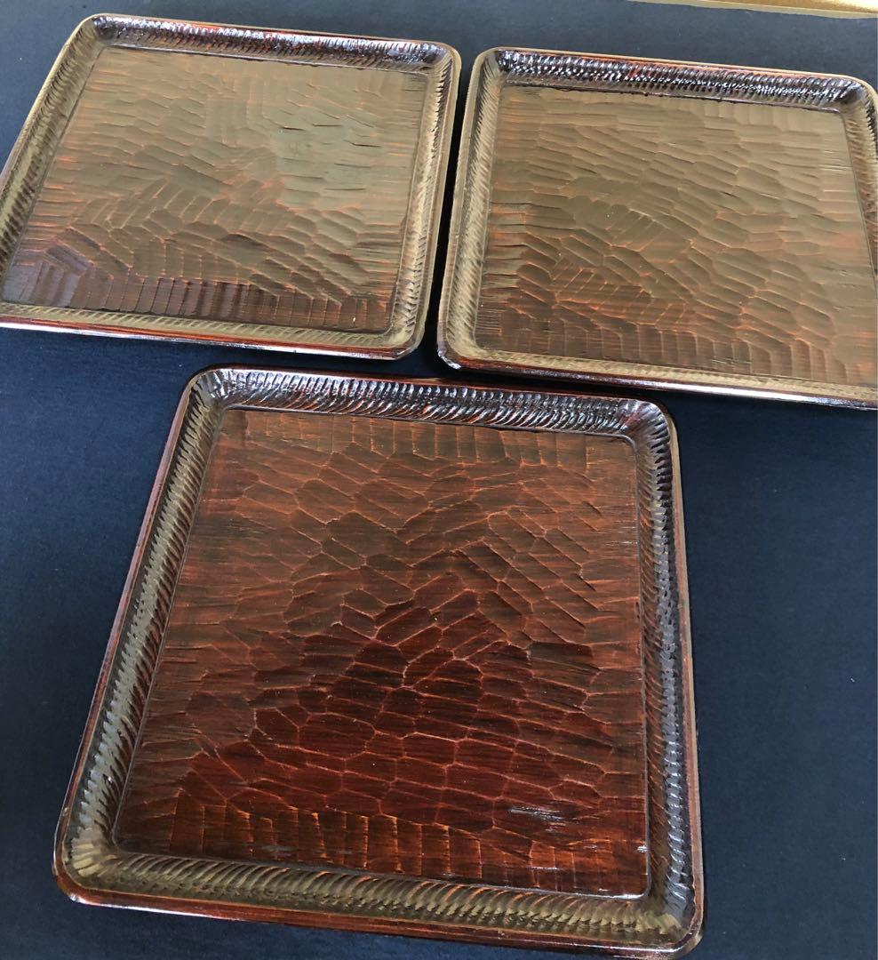 《レ》伝統工芸 讃岐彫 四方膳6客 讃岐膳 盆 刳抜 251201お2