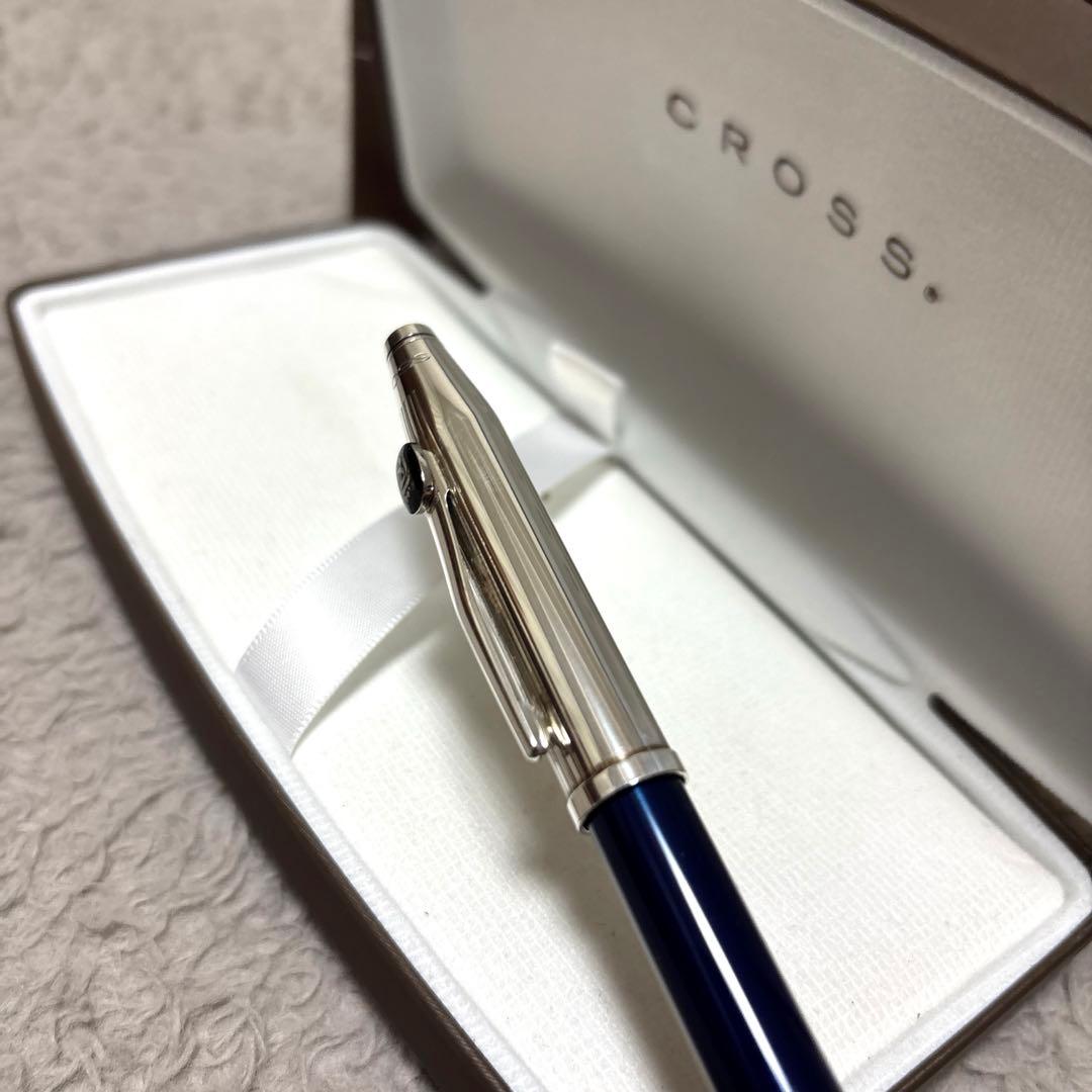 CROSS クロス シルバーカラー ネイビー 万年筆 18Kペン先 希少