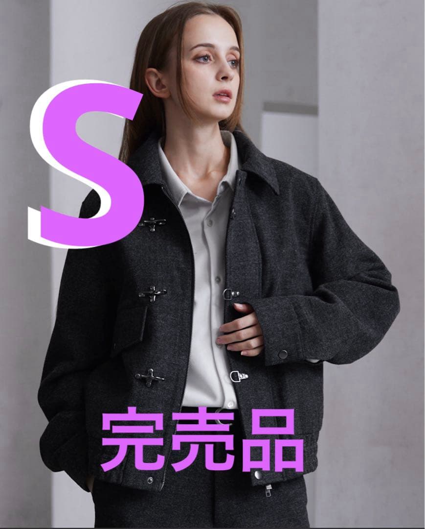 clel ウール ブレンド ヘリンボーン ツイード ファイヤーマン ブルゾン