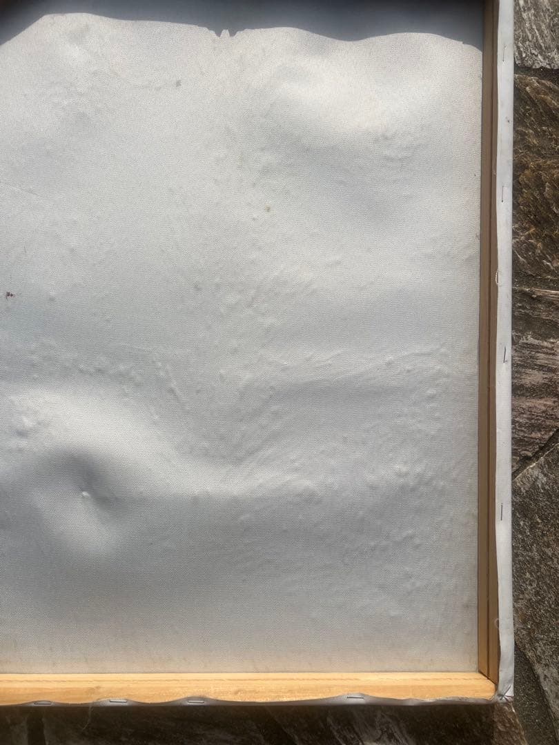 油絵　ゴッホ　《夜のプロヴァンスの田舎道（糸杉と星の見える道）》額なし　木枠のみ