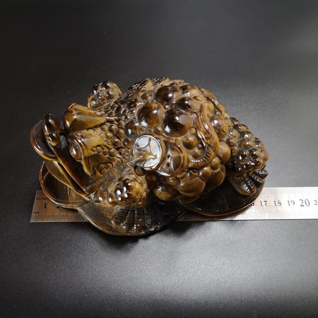 A39.三本足の蛙（金蟾） 三脚蛙 虎目石 タイガーアイ 珍品