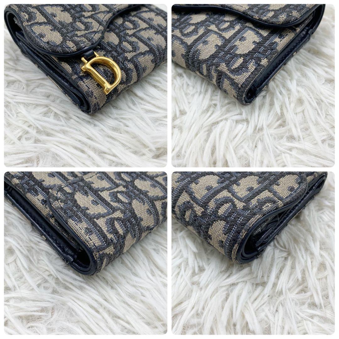 ✨極美品✨】ディオール 三つ折り財布 オブリーク サドル Dロゴ ネイビー