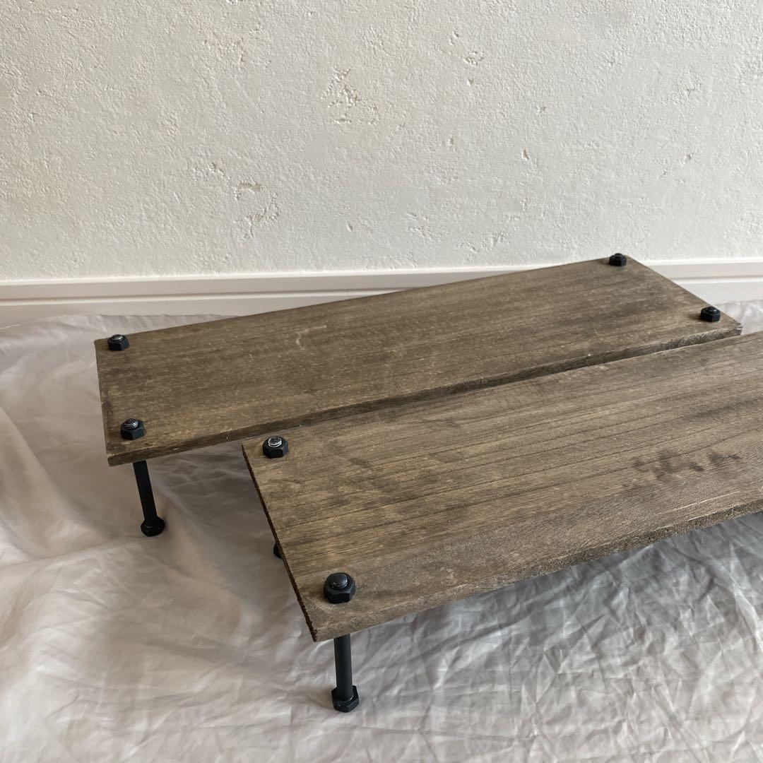 木製 折りたたみ 2段 ディスプレイラック 展示什器 ホワイト 手作り