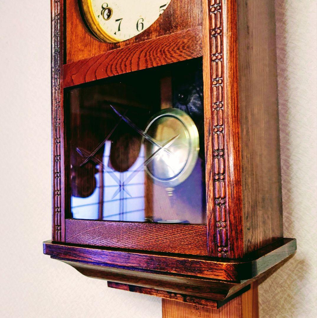 〈完動・美品〉MEIKOSHA時計　LION印 宮型ゼンマイ振り子時計　古時計