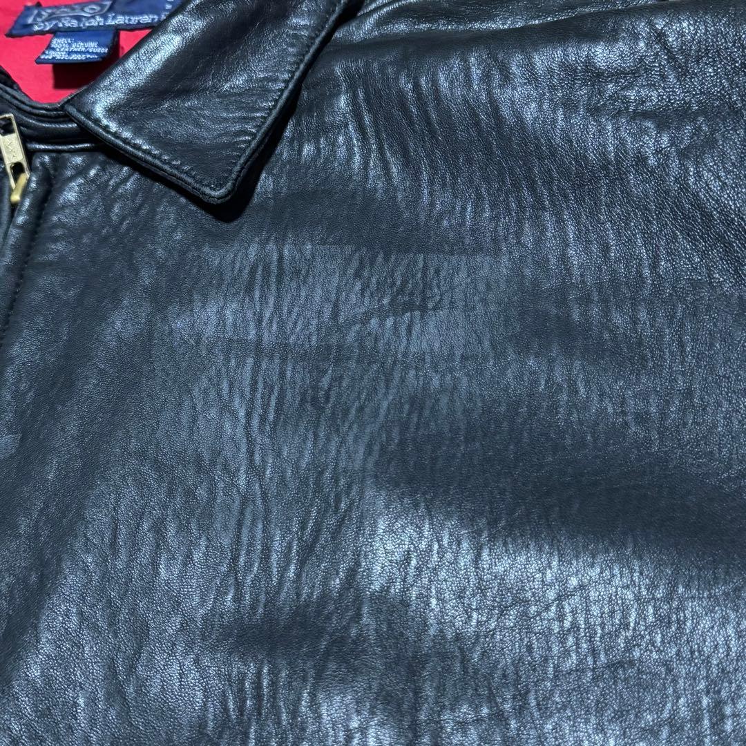 希少 90s ラルフローレン ポニーマークなし レザー スイングトップ 革