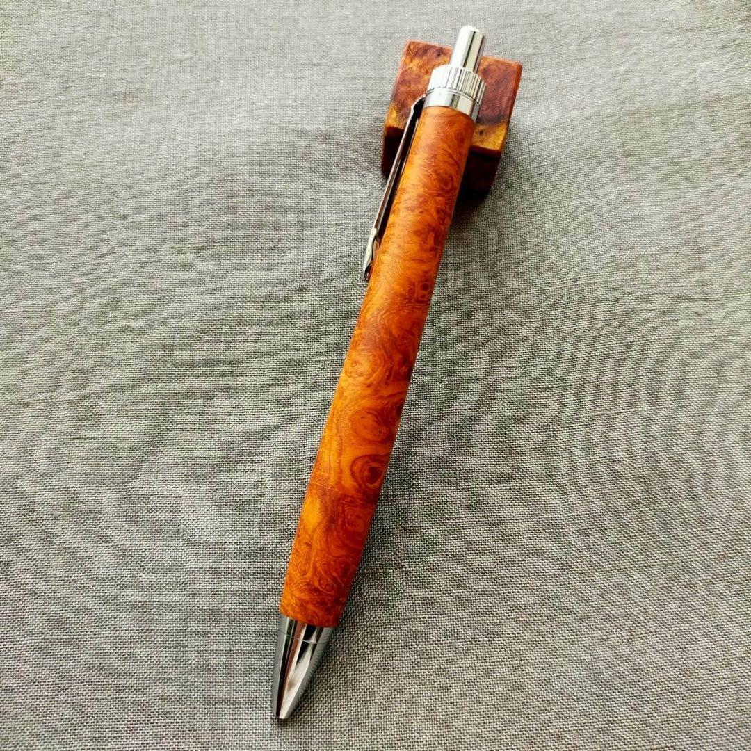 特上花梨瘤 ハンドメイド 木軸ボールペン G2 天然木 シルバー
