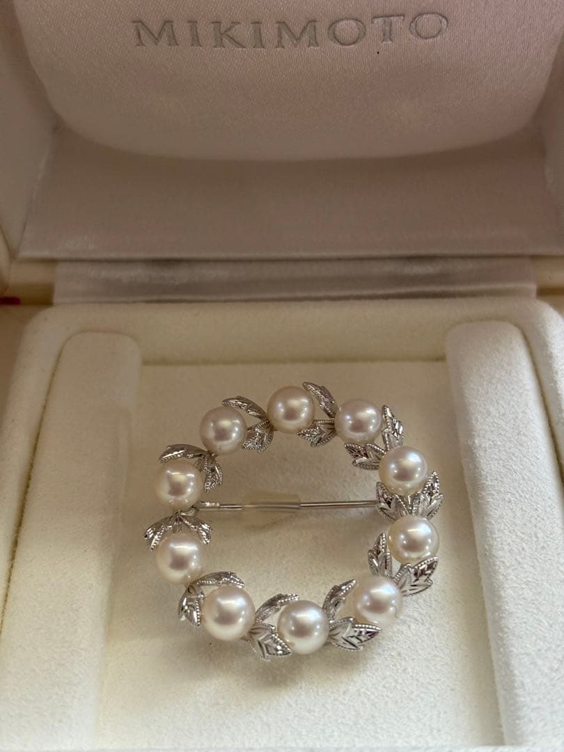 美品)定番！ ミキモト 月桂樹 パールブローチ シルバー シルバー