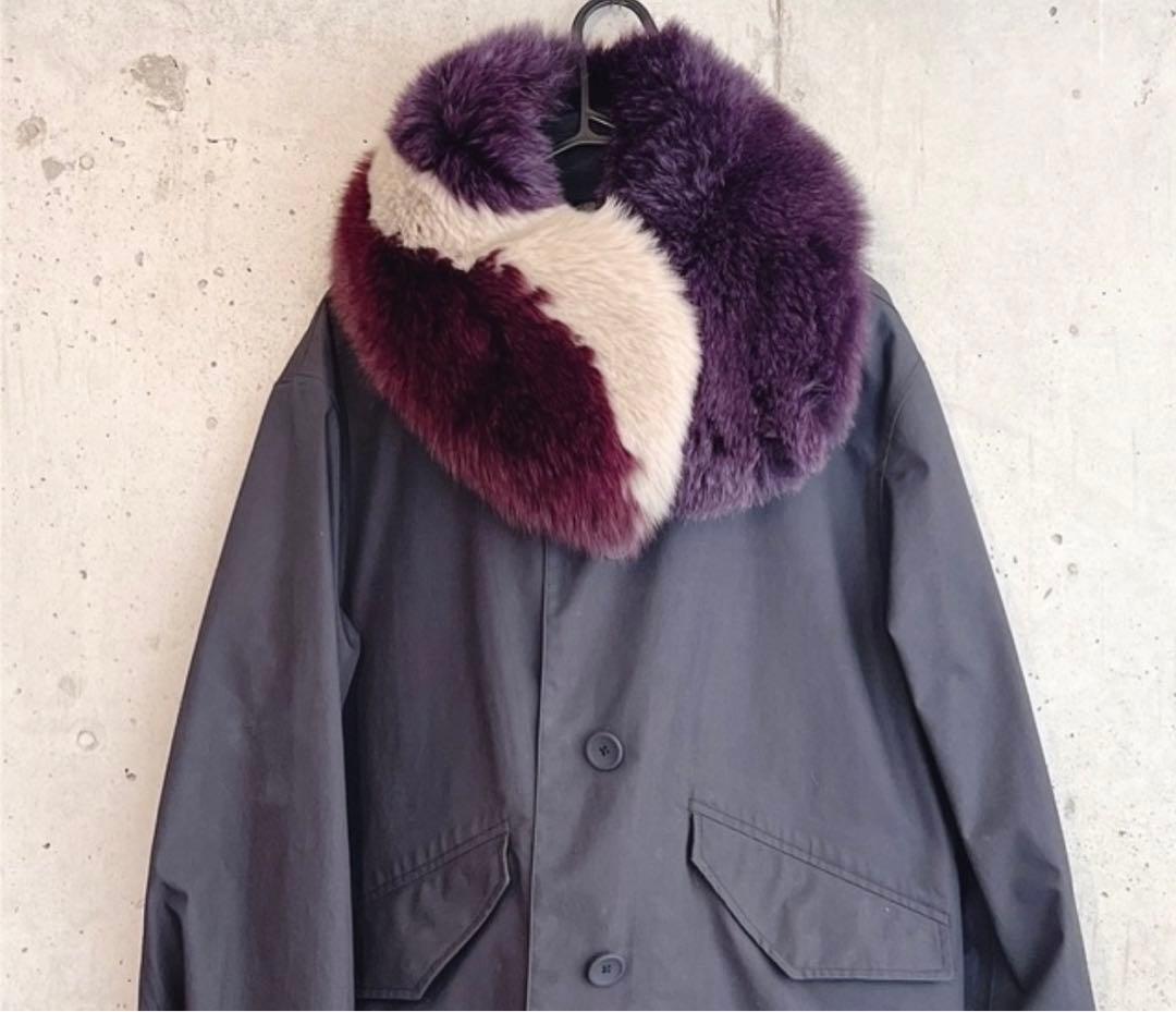 豪華】SAGA FUR パープル配色フォックスファーマフラーリアル