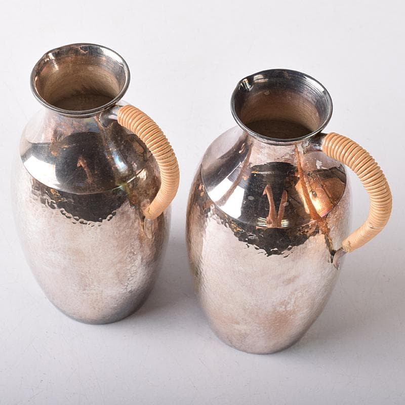 ウスヰ謹製　純銀製　酒器　ちろり二本　酒盃三客　計約258g　共箱　FR8220