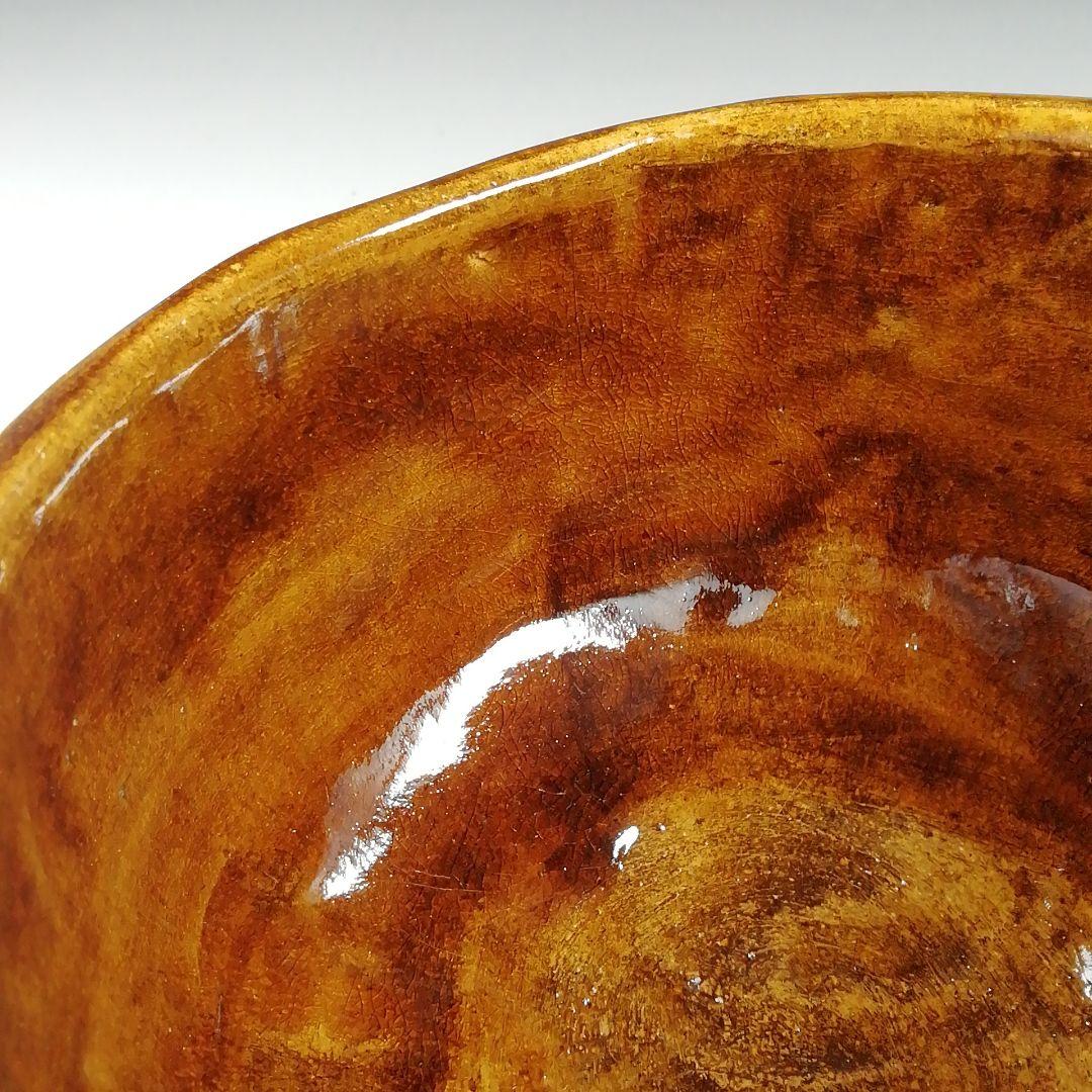 T611 茶碗 『大樋飴釉茶碗』『四耕窯 伊豆蔵寿郎 造』 共箱 抹茶