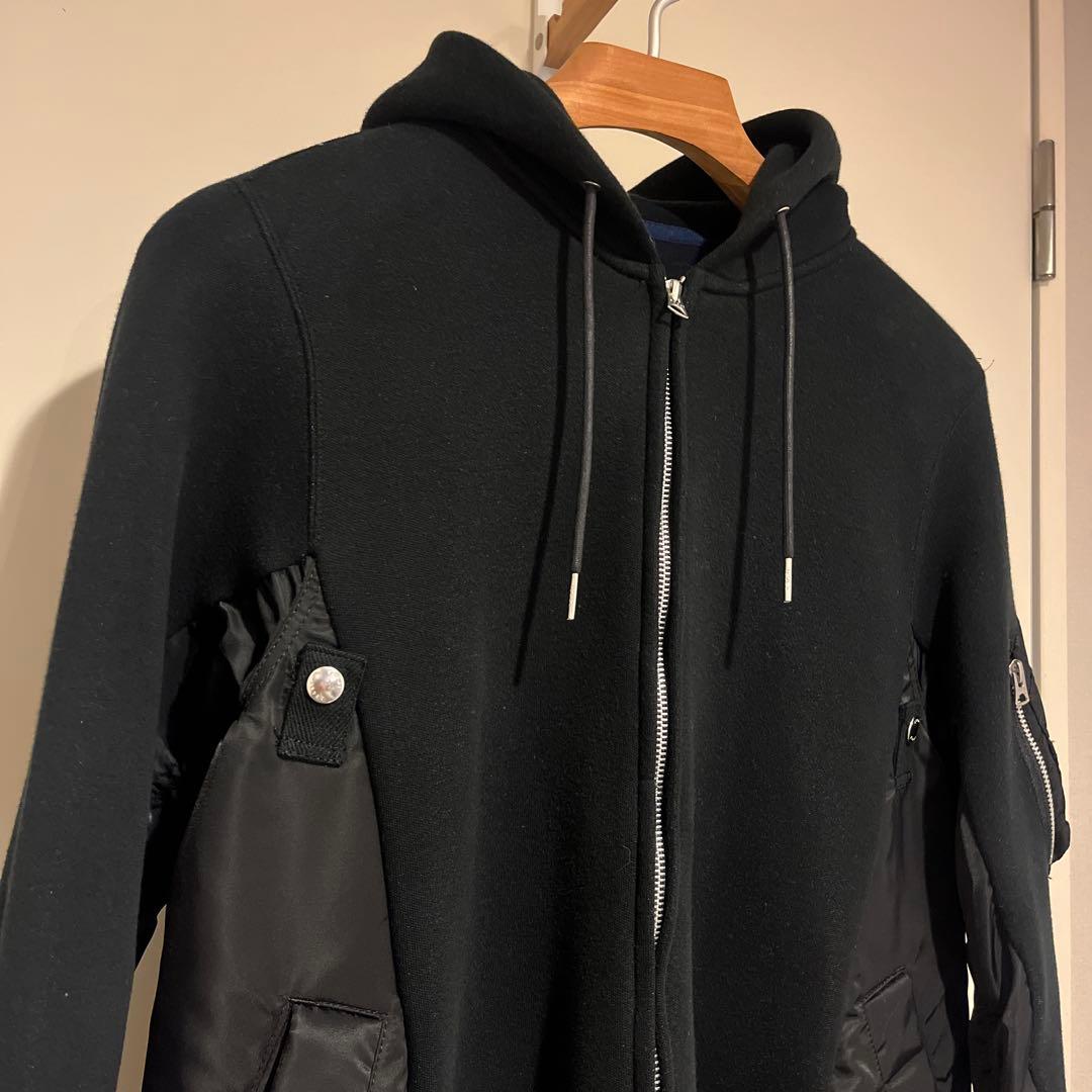 SACAI | ジップアップパーカー　ブラック
