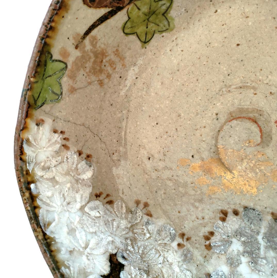 陶器 楓色絵図 五角形鉢 Ab-181 美術品・アンティーク・コレクション