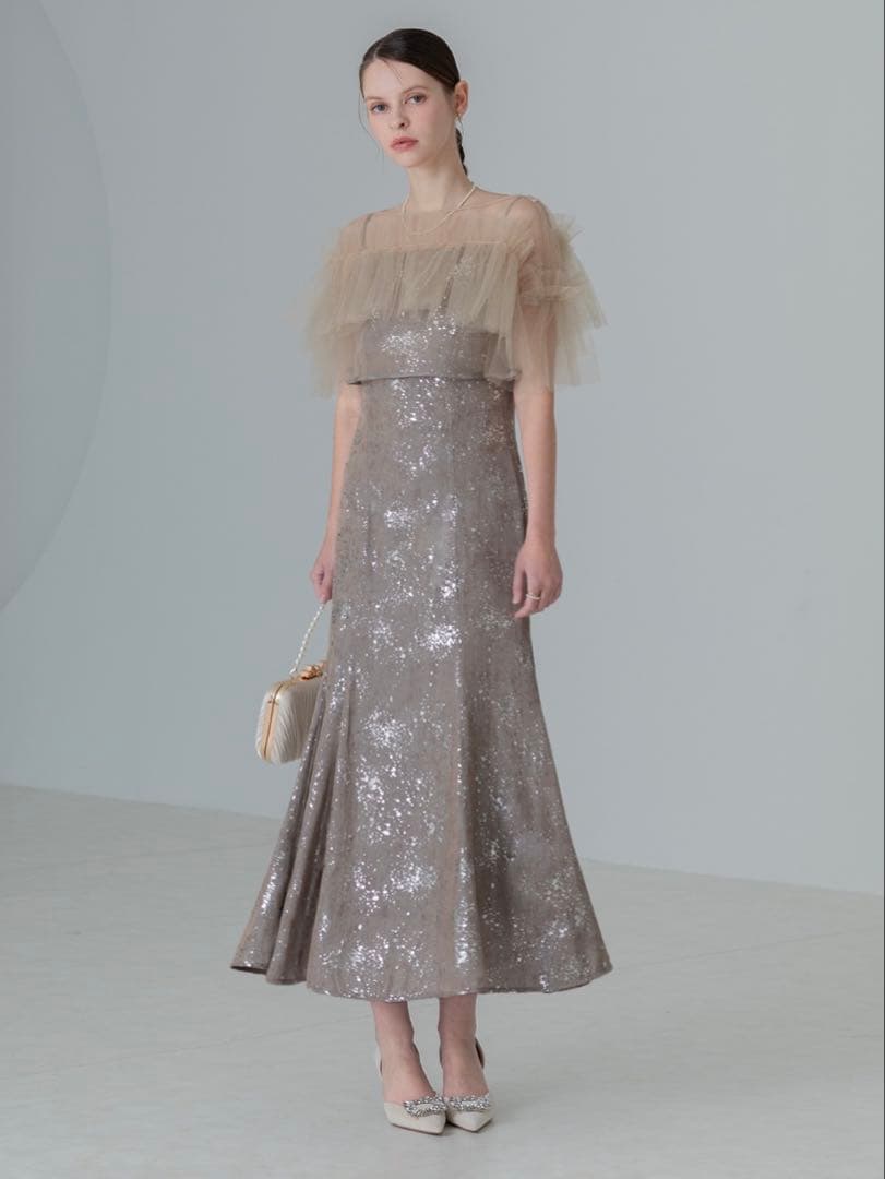 チュールフリルボレロペイントマーメイドワンピースドレス結婚式二次会パーティー