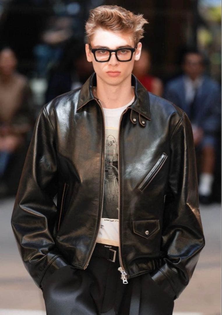 美中古 sacai 25SS レザージャケット サイズ２ sacai（サカイ） sacai 25SS レザージャケット 25-07632 ブラック