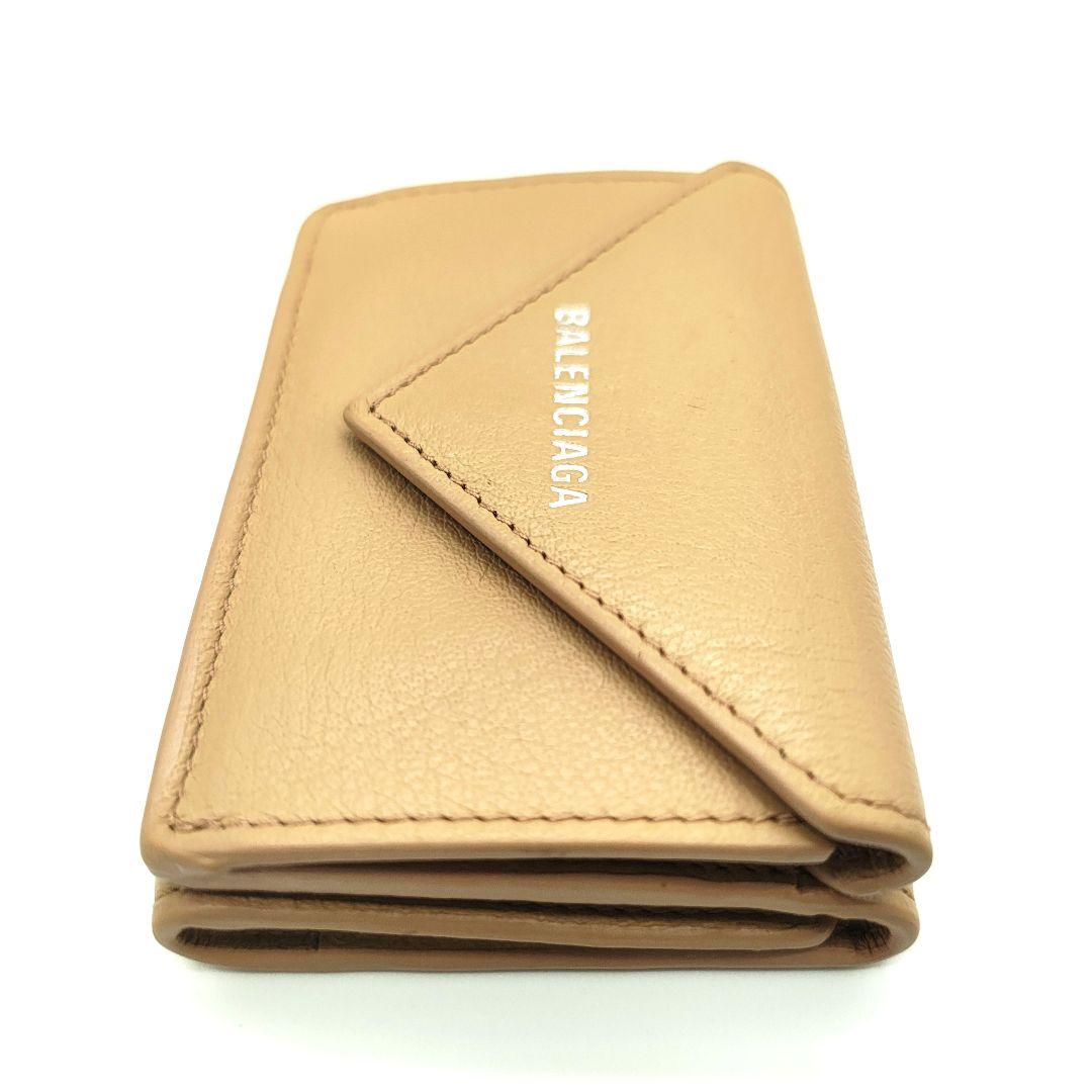 極美品 バレンシアガ 三つ折り財布 ペーパーミニウォレット ベージュ