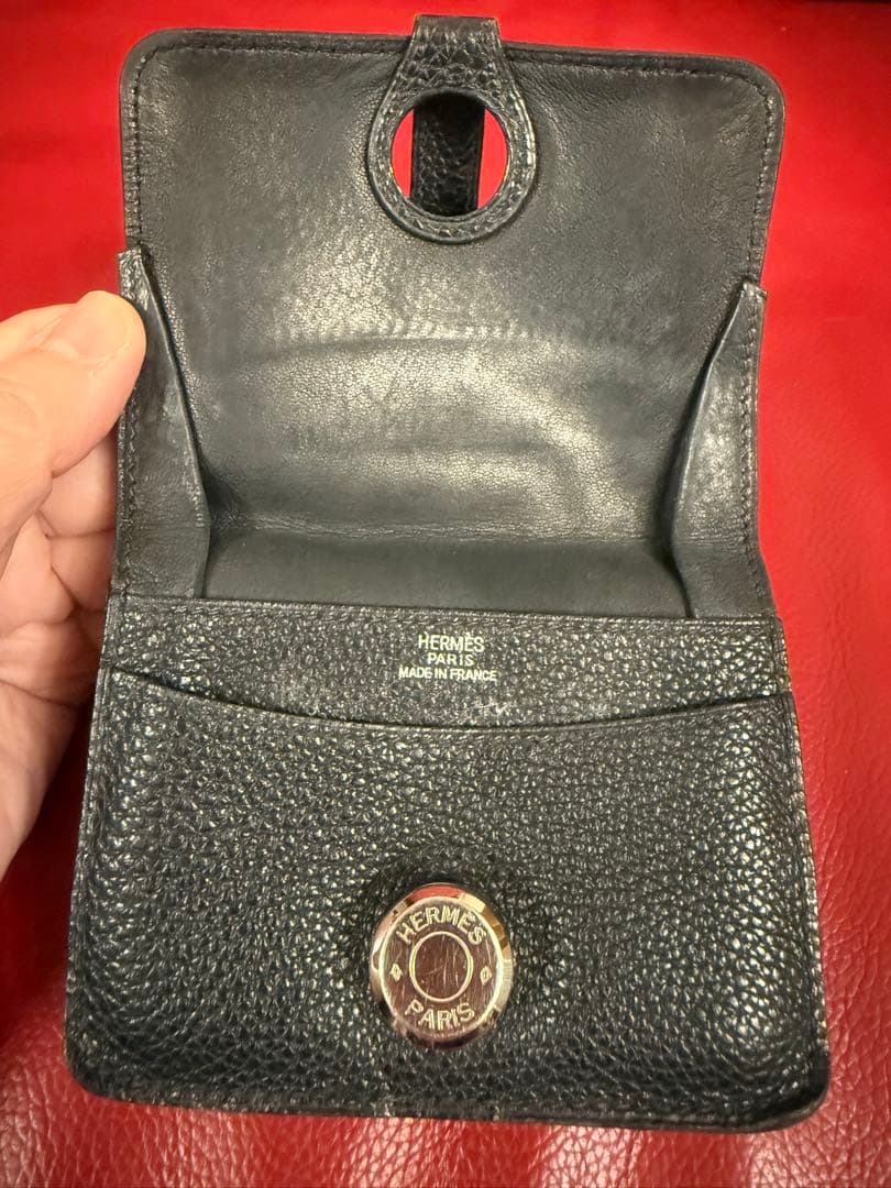 HERMES ドゴン 小銭入れ 本革 黒 トゴ