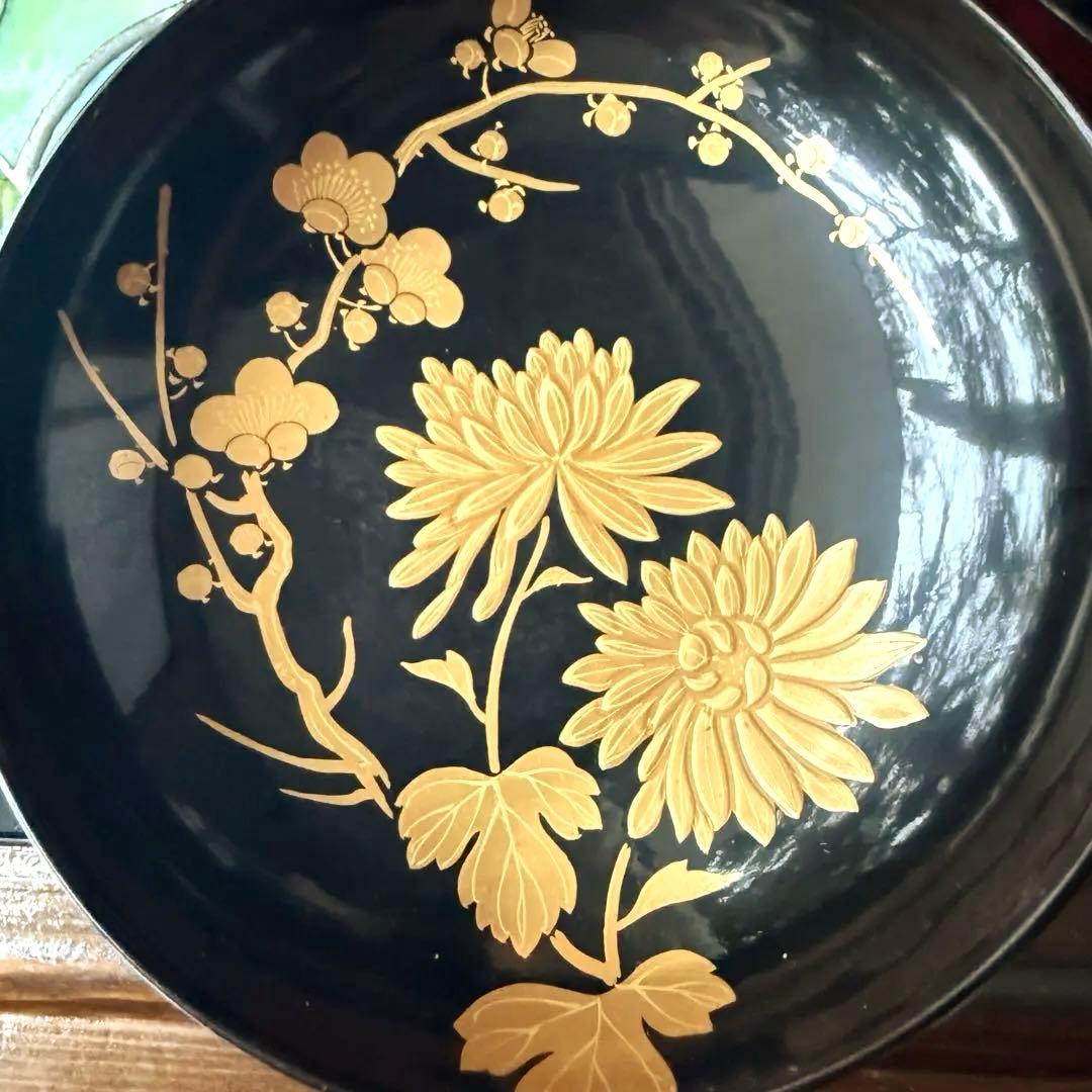 2153様感謝‼️かろやかJAPAN時代蒔絵 豪華四君子富士山形吸物椀春蘭5客