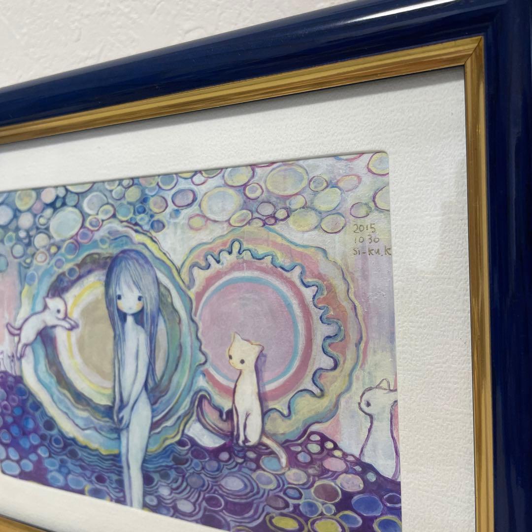 si_ku 黄菊しーく painting 原画　18×23cm(額縁含む)