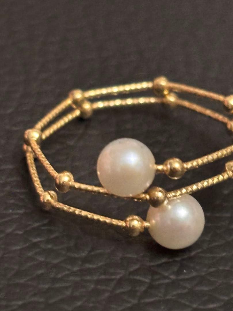 k18 イエローゴールドアコヤパールフリーリング11号ぐらいです