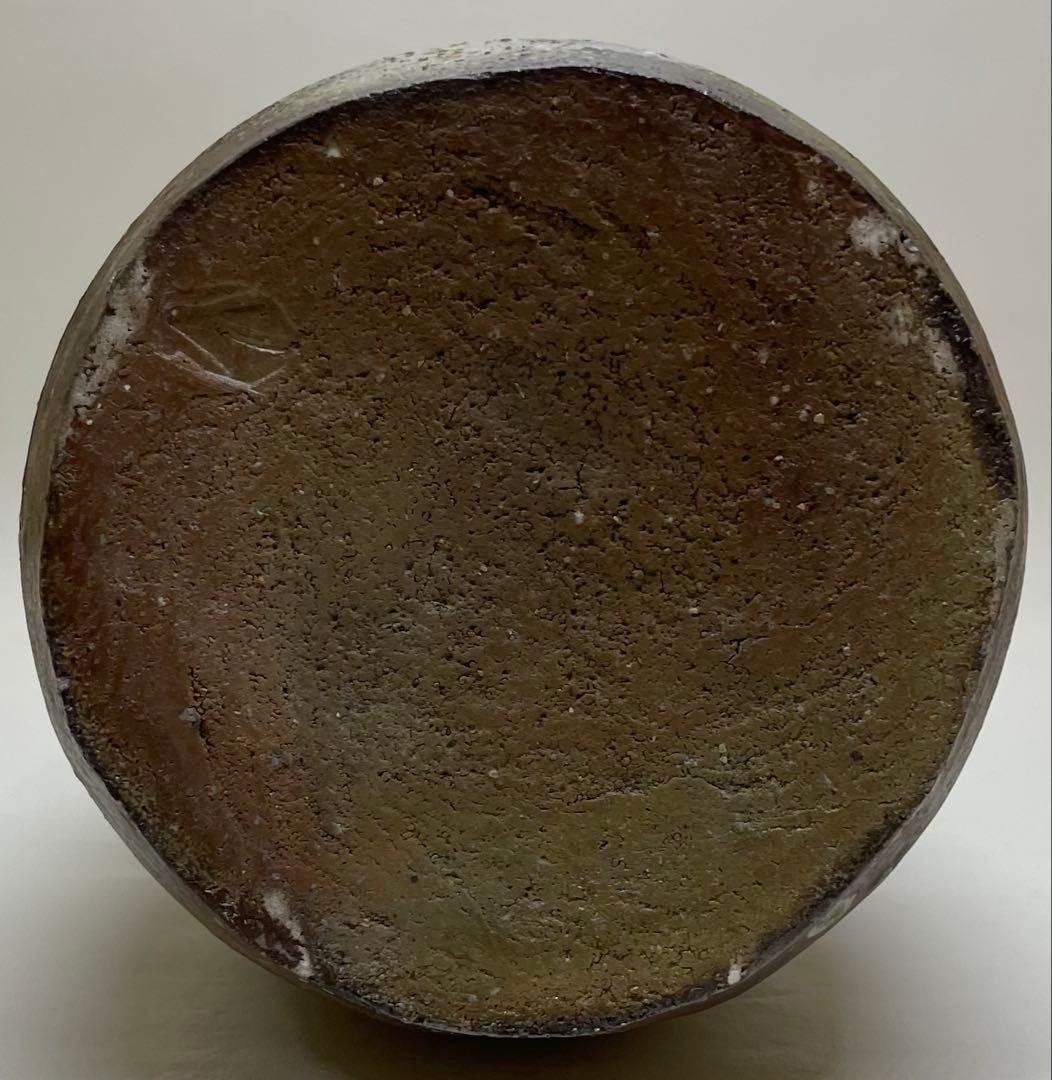 県指定重要無形文化財　金重道明　備前焼　耳付花入　共箱 　　　y16