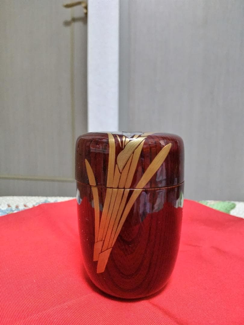 お値下げ茶道具　 長棗欅目水仙螺鈿一星作美品