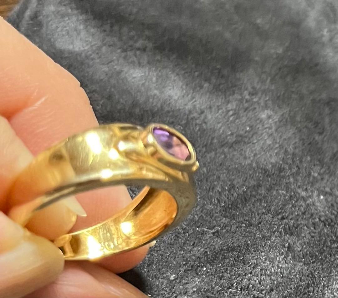 18金リング　アメジスト　メレダイヤ