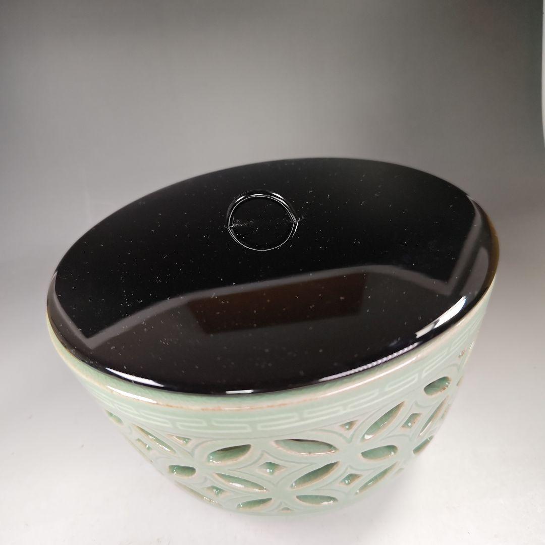 イ631 水指『久田宗也（尋牛斎）極箱』『廣州窯青磁七宝透し平水指』茶道具