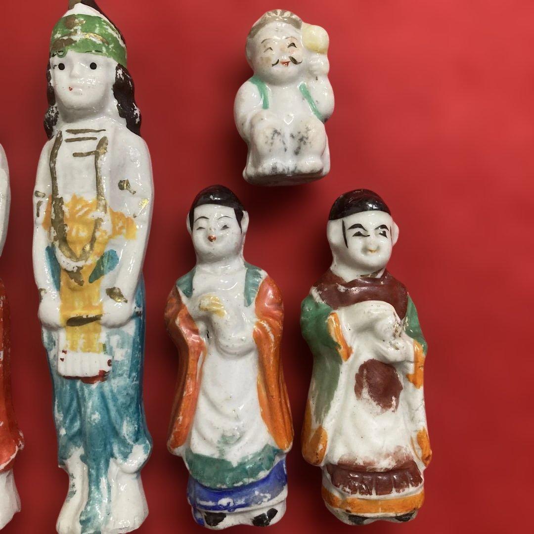 珍）昭和レトロ 陶磁器製射的人形／観音像／日本人形等11体 （収集