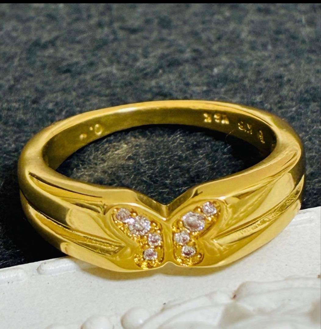 デザインリング　素材不明　刻印:k18 ygk