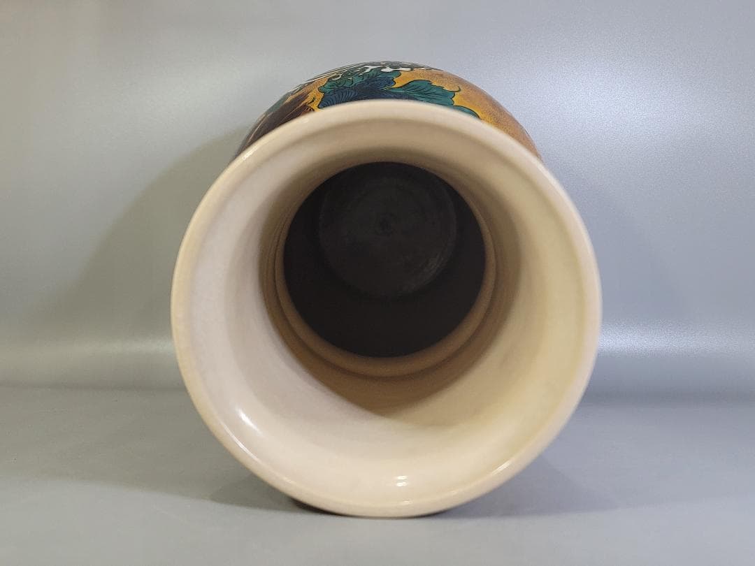 九谷 獅子牡丹 大きい花瓶 時代物