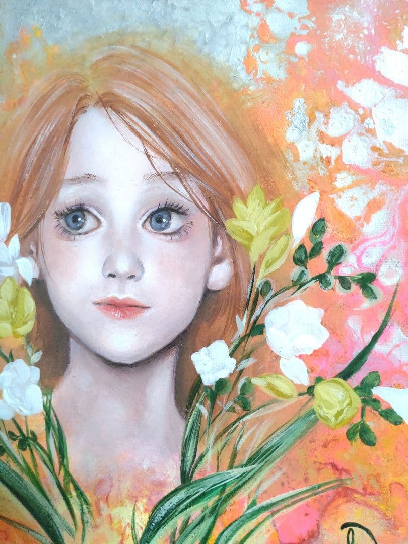 美人画【Inspire】1点物の原画◆作者サイン入り/油絵/人物画