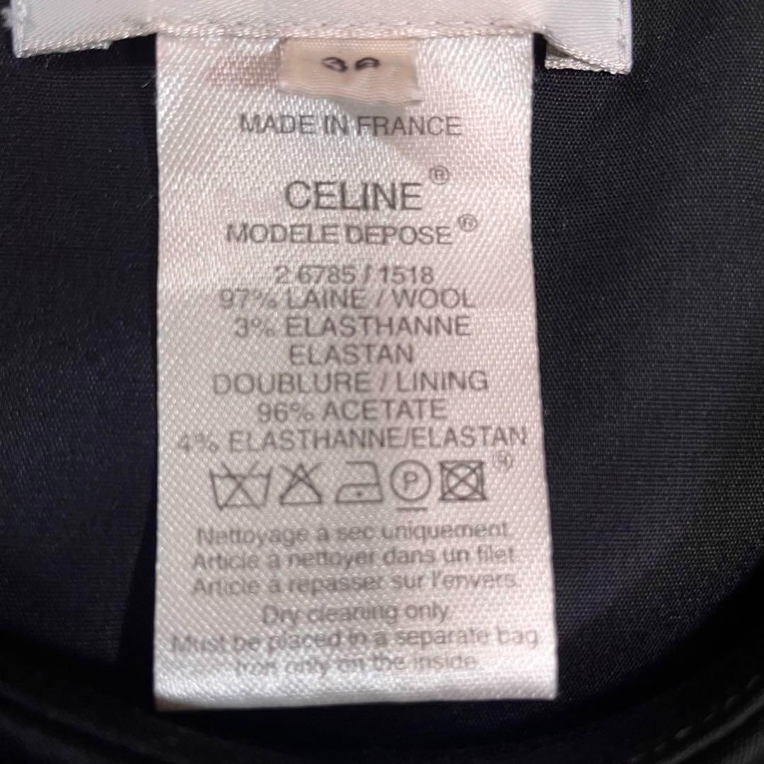 CELINE ノースリーブ ロングワンピース ピンタック ウール S フランス製